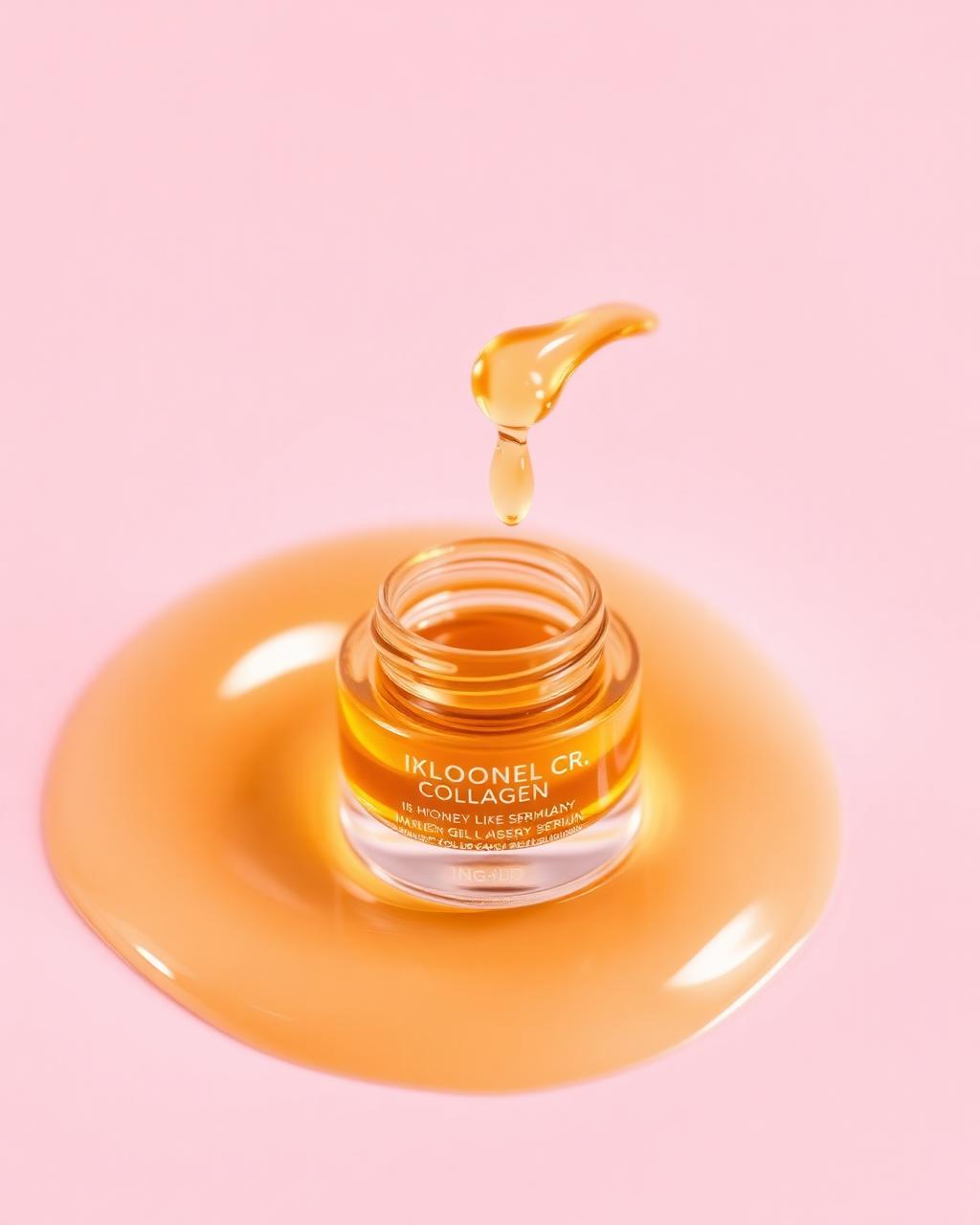 Cápsula de colagénio dourado Revivance — textura luxuosa em gel